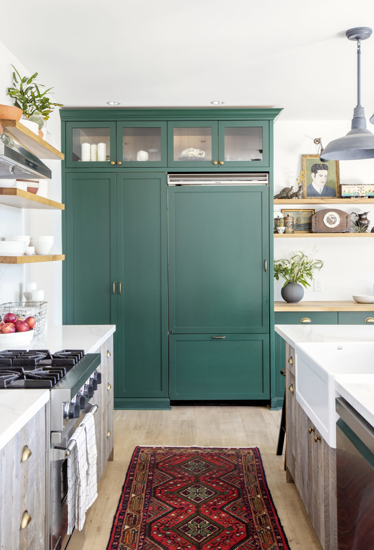 Custom Green painted kitchen cabinets